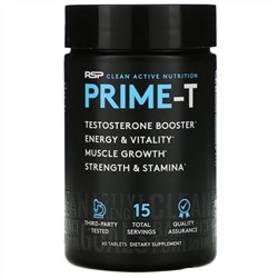 RSP Nutrition, Prime-T, добавка для повышения уровня тестостерона, 60 таблеток