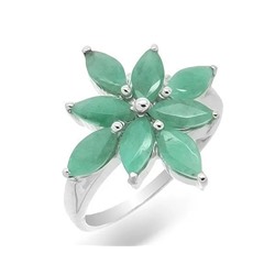 Кольцо из серебра изумруд берилл, Мирра