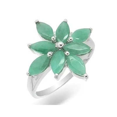 Кольцо из серебра изумруд берилл, Мирра