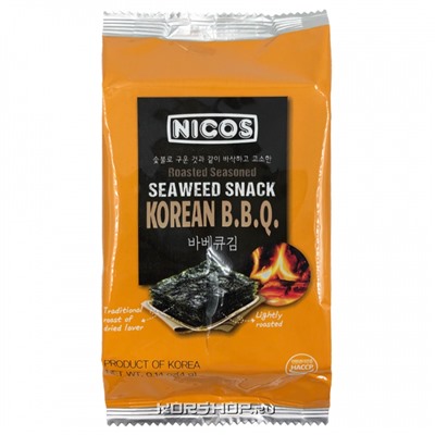 Сушеная морская капуста со вкусом корейского барбекю Nicos, Корея, 4 г Акция