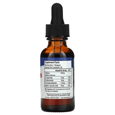 Absolute Nutrition, Immunity, Zinc with Elderberry, Vitamin C & Vitamin B, 1 oz (30 ml)