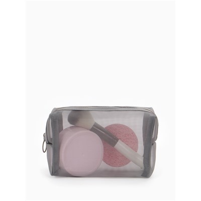 Косметичка Classic, полупрозрачная, на молнии, серая