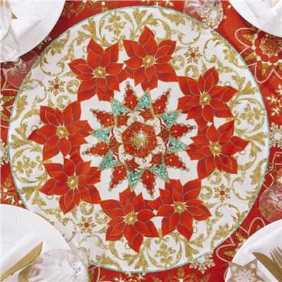 УЦЕНКА Скатерть Этель "Сказка в Новый Год" d=220 +/- 3см, хлопок 100%