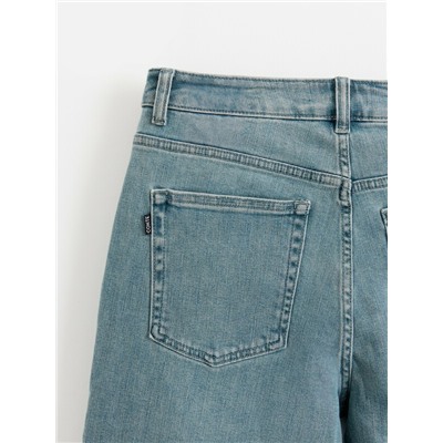 Актуальная коллекция CONTE CON-830 Синие джинсы straight ULTRA-LONG с эффектом зелёного тинта