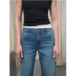 Актуальная коллекция CONTE CON-812 Синие джинсы straight с эффектом потёртостей