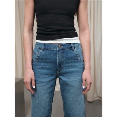 Актуальная коллекция CONTE CON-812 Синие джинсы straight с эффектом потёртостей