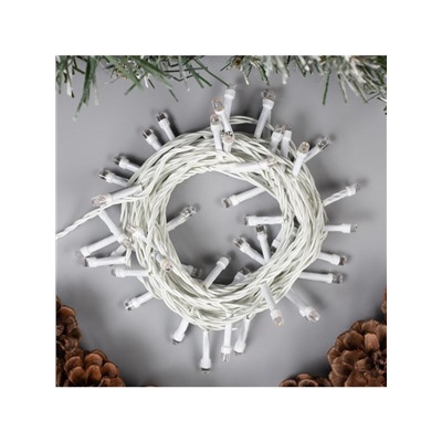 Гирлянда «Нить» 5 м, IP20, белая нить, 50 LED, свечение тёплое белое, 8 режимов, 220 В