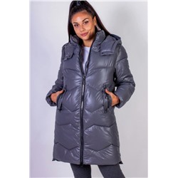 Зимняя куртка стеганная с капюшоном арт. 811 (Серый)