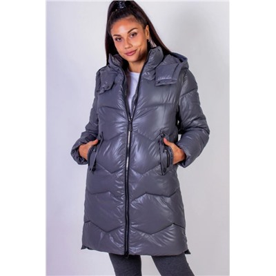 Зимняя куртка стеганная с капюшоном арт. 811 (Серый)