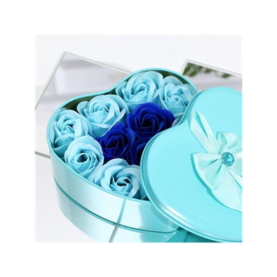 Мыльные розы, бирюзовые и синие, набор 11 шт.