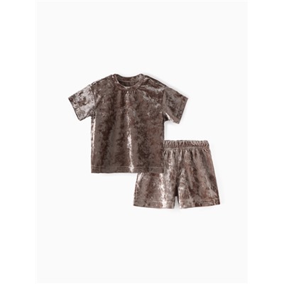 Костюм (шорты и футболка) Крошка Я «Бархат», рост 92-98 см, бежевый