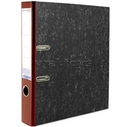 Папка с арочным механизмом "Attomex" A4 50 мм мраморная картонная разобранная, корешок из PVC, наварной карман с этикеткой, металлическая окантовка, запечатка форзаца, красная