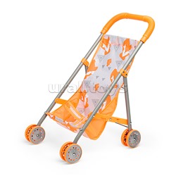 Коляска кукольная (металлическая, складная, цвет оранжевый, с принтом) в пакете