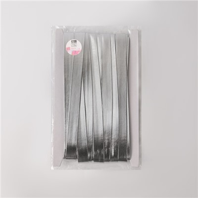 Косая бейка, кожзам, 15 мм, 10±1 м, цвет серебряный