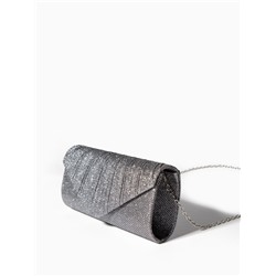 Сумка-клатч женская вечерняя на магните, на серебристой цепочке, блестящая, серебристая