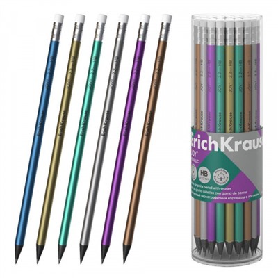 Карандаш пластиковый JOY® Металлик с ластиком HB 55274 ErichKrause