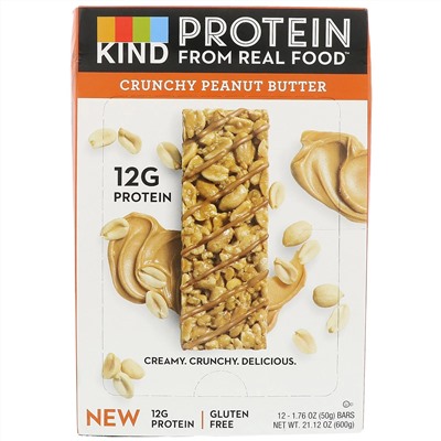 KIND Bars, Протеиновые батончики, хрустящие батончкики с арахисовым маслом, 12 батончиков 1,76 унц. (50 г) каждая