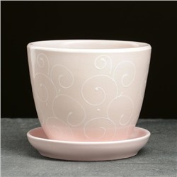 Горшок для цветов «Жемчуг», 1 л, d=15 см, h=13 см, керамический, с поддоном, бежевый