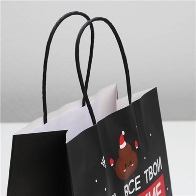 Пакет подарочный новогодний «Пусть мечты сбудутся», 22×22×11 см