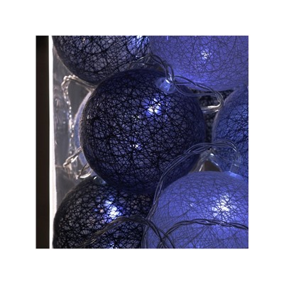 Гирлянда «Нить» 5 м с насадками «Клубки кофейные», IP20, прозрачная нить, 20 LED, свечение белое, 220 В