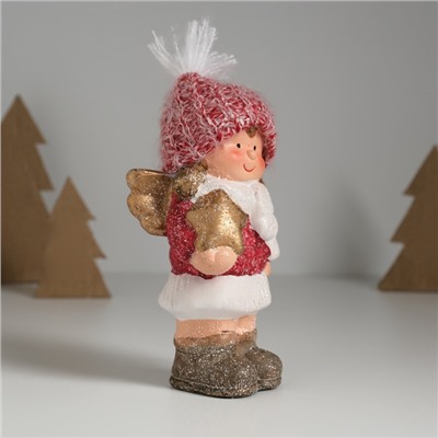 Фигурка керамика «Девочка-ангел в красном наряде, со звёздочкой», 7.5×5.5×17.5 см