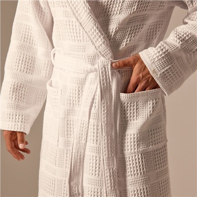 Халат вафельный мужской SL HOME: Chess «Блан де Блан», размер S, хлопок 100%, белый