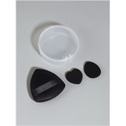 Спонжи для макияжа, в футляре, 3 формы: треугольник, овал, сердце, чёрные