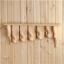 Полка - вешалка «Ступенька», 65×27×9.5 см, деревянная, 5 крючков, «Добропаровъ»
