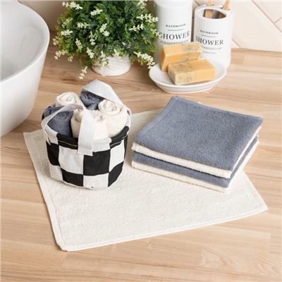 Салфетки махровые универсальных в корзинке «Этель. Клетка», 30×30 см - 5 шт., хлопок 100%