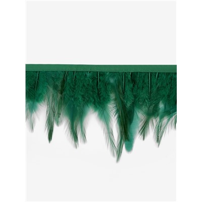 Перья петуха декоративные, на ленте, 10-15 см, 5±0.5 м, тёмно-зелёные