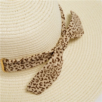 Шляпа женская MINAKU «Leopard» цвет молочный, размер 56-58