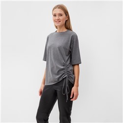 Футболка с кулиской женская MINAKU REGULAR FIT, серая, размер 42