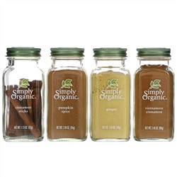 Simply Organic, Baking Essentials, набор органических специй, ассорти, 4 специи