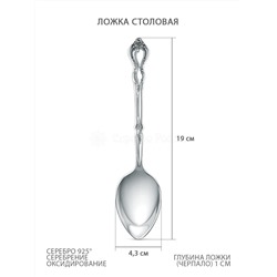 Ложка чайная из серебра с чернением - 13,5 см 02-002