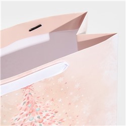 Пакет подарочный новогодний ламинированный квадратный Pink, 30×30×12 см