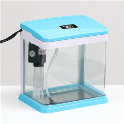 Аквариум SeaStar HX-180F, 3.5 л, в комплекте: LED-лампа, фильтр, синий