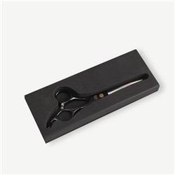 Ножницы парикмахерские с упором Premium, загнутые кольца, лезвие — 6.5 см, чёрные