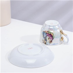 Сервиз чайный Добрушский завод «Мадонна», 15 предметов: чашки 6 шт., блюдце 6 шт., чайник, сахарница, молочник, фарфор, белый