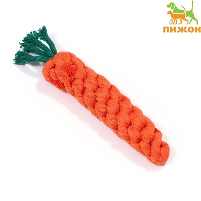 Игрушка канатная «Морковь», до 18 см, до 50 г, оранжевая/зелёная