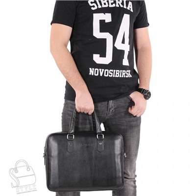 Портфель мужской кожаный 66239H black Heanbag