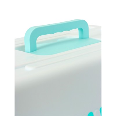 Переноска для животных, 49×31×31 см, с металлической дверью, пластик, белая, бирюзовая