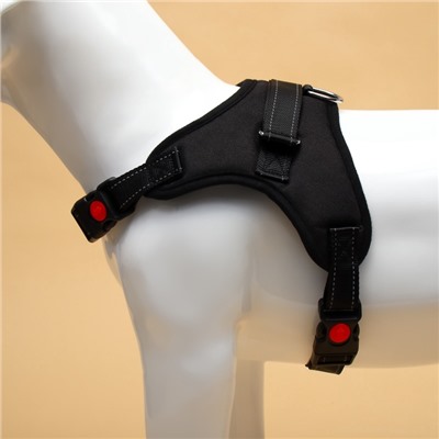 Шлейка К7, размер L, ОГ 64-86 см, вес 18-27.5 кг, мягкая, светоотражающая, чёрная