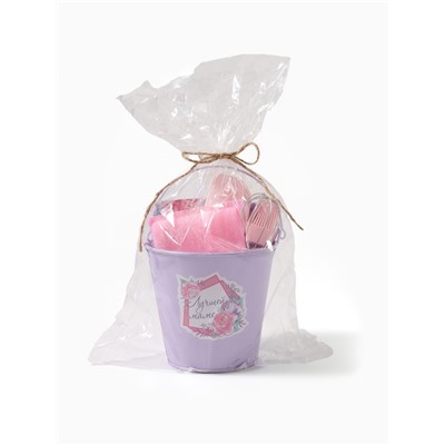 Кухонный набор «Доляна. Лучшей маме»: полотенце, кухонная лопатка, кисть, венчик, губка