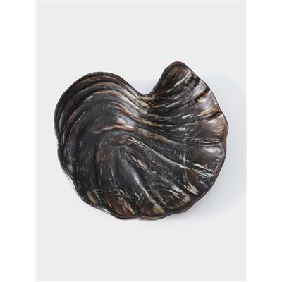 Тарелка «Ракушка», 26×23×3 см, дерево джати, тёмно-коричневая