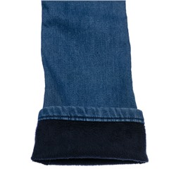 Брюки текстильные джинсовые утепленные флисом для девочек