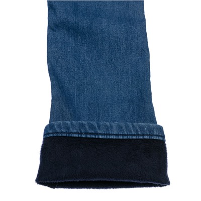 Брюки текстильные джинсовые утепленные флисом для девочек