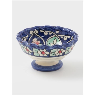 Конфетница узбекская Риштанская Керамика «Цветы», 13 см, синяя