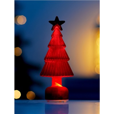 Фигура светодиодная «Ёлочка бархатная красная», 1 LED, 15×6 см, от батареек 3xAG13, свечение тёплое белое
