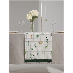 Дорожка на стол Этель Flora, 40×149 см, 100% хлопок, саржа 190 г/м², белая