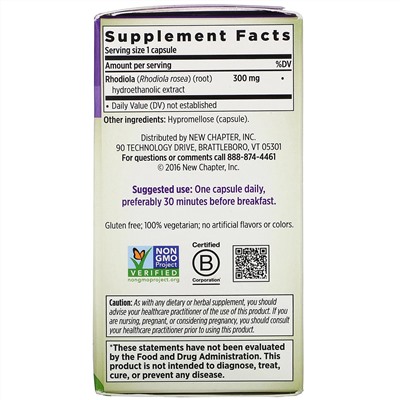 New Chapter, Rhodiola Force 300, 30 Vegetarian Capsules